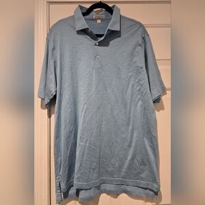 Peter Millar Blue Striped Men's Short Sleeve Polo Shirt Size Large